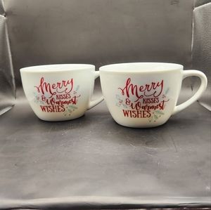 Festive Holiday Christmas White Mugs wi